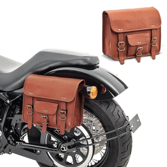 Sacoche De Bras Oscillant En Cuir Personnalisée Pour Yamaha Dragstar/Vstar XVS 650 - Modèle B4 Noir, Neuf