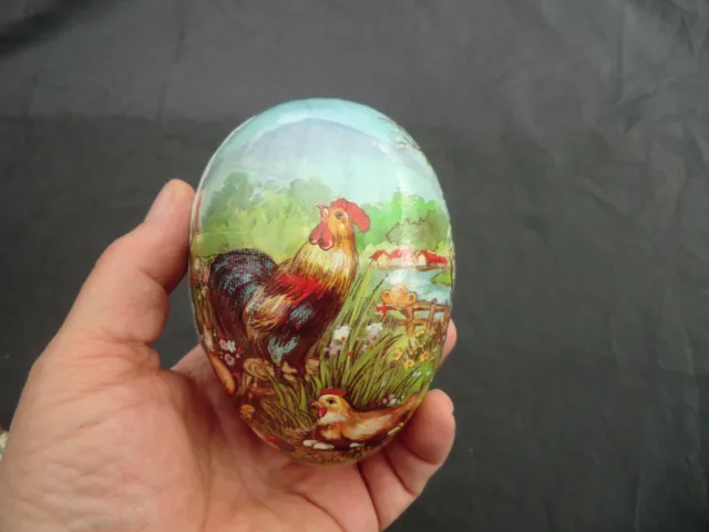 Altes schönes Papp Osterei Ostern 11,5x8,5 cm Ei aus Pappmasche Nr-12
