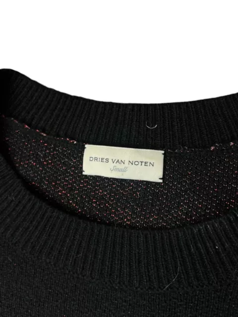 Dries Van Noten Kaschmir Glitzerflügel schwarz Pullover Größe Damen Small 3