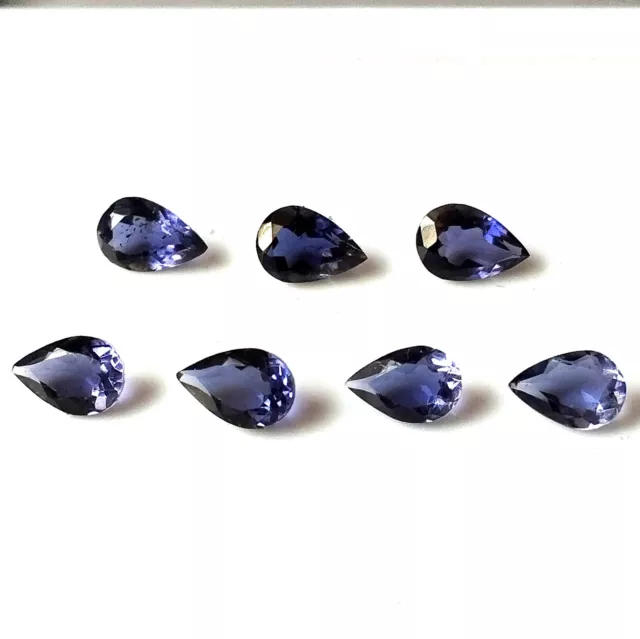 Iolite 4X6 mm Pear Cut Faceted Calibrated Blue Color Natural Gemstone 7 Pieces