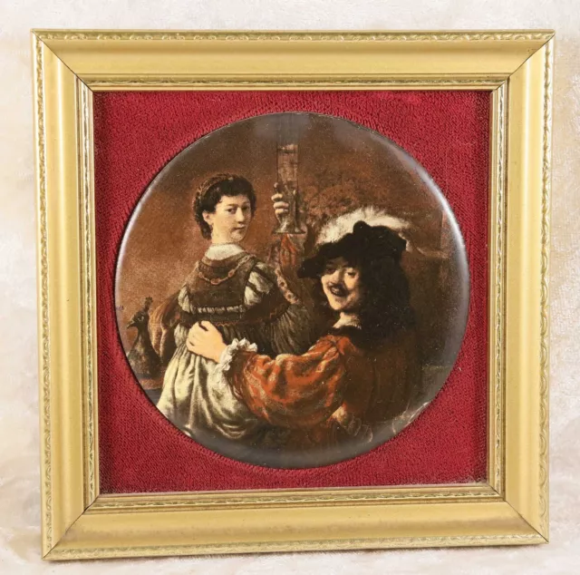 Harleigh China Cameo Staffordshire Self Portrait Rembrandt copy 5 x 5" framed