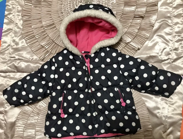 Carters Baby Girl Dot Puffer Hooded Coat Jacket 12 Months