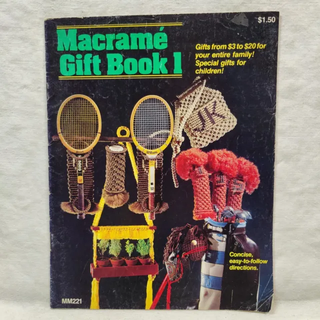 Raro Libro de Regalo Macrame 1977 de Colección 1 Patrón Artesanal de Anudamiento Instrucciones MM221