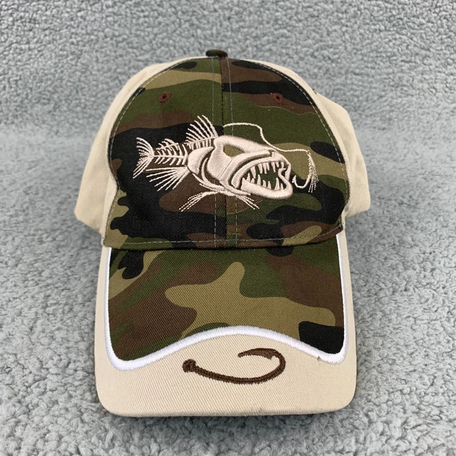 Get Reel Get Fish Mens Hat Cap Embroidered Fishing Outdoor Brown Camo Strapback