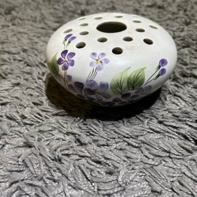 Vintage Radford Pottery Posy Bowl. Purple Flowers Hand painted.