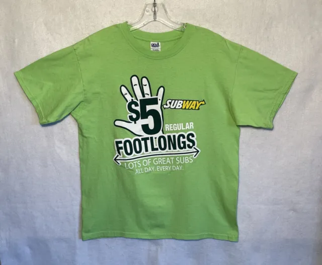 Subway T-Shirt L Staff 2-sided Employee Uniform Green $5 Footlong