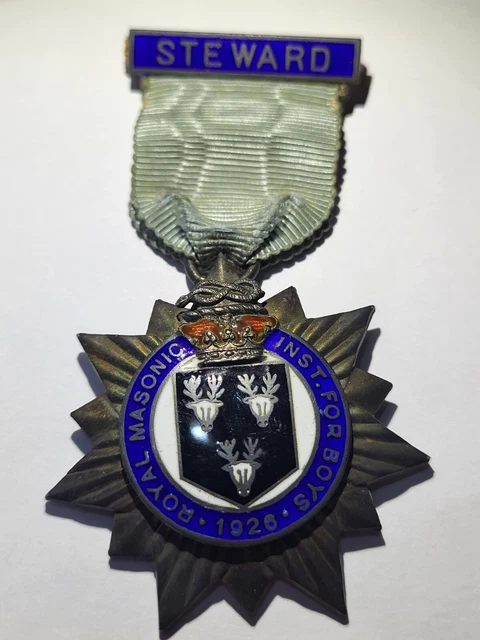 Medaglia Royal Massonica Institution For Boys Stafford 1926 Steward Jewel