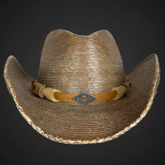 Stetson Cowboy Hat Small Straw Rodeo Dr Brown Horse Hair Chin Strap Unisex