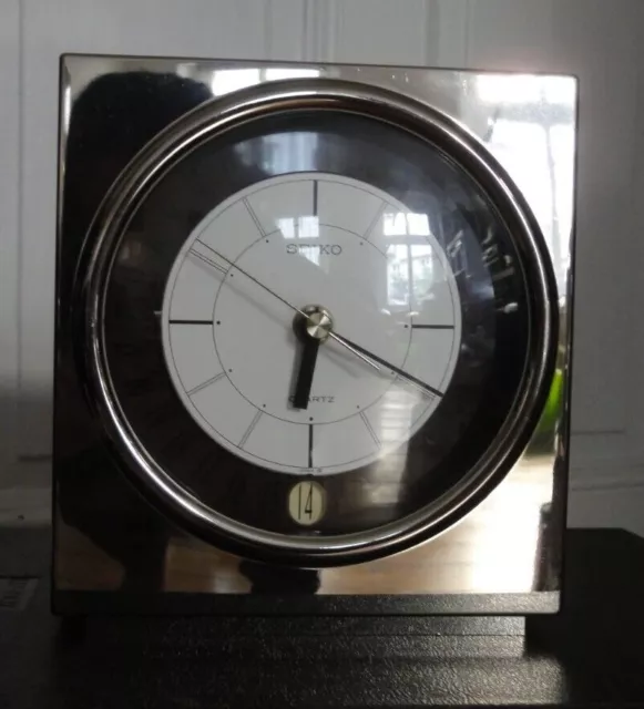 SEIKO seltene Tischuhr Kaminuhr Buffet Uhr Chrom table clock mantlepiece
