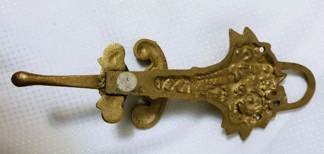 Vintage Antique Heavy Brass Coat Robe Hook*Victorian Flower Basket Design 8"... 4
