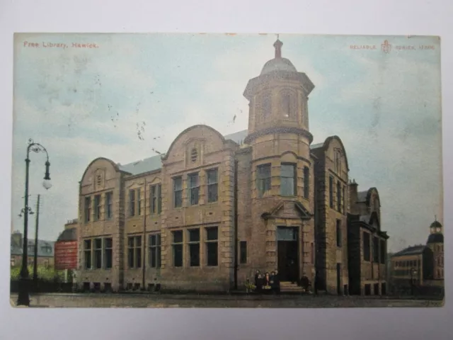 The Free Library Hawick Roxburghshire Vintage Postcard K36