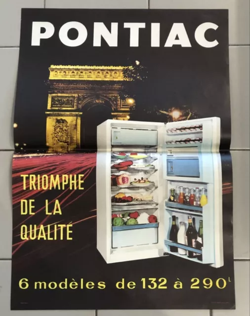 Affiche ancienne "vintage" frigidaire Pontiac - champs Elysées -  60 X 40