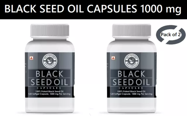 Huile de graines noires 1000 mg, 120 gélules molles, Nigelle Sativa, par