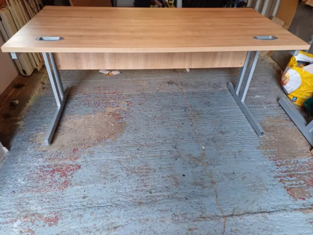 2 x identical office desks. Good condition. Beech effect with metal legs.