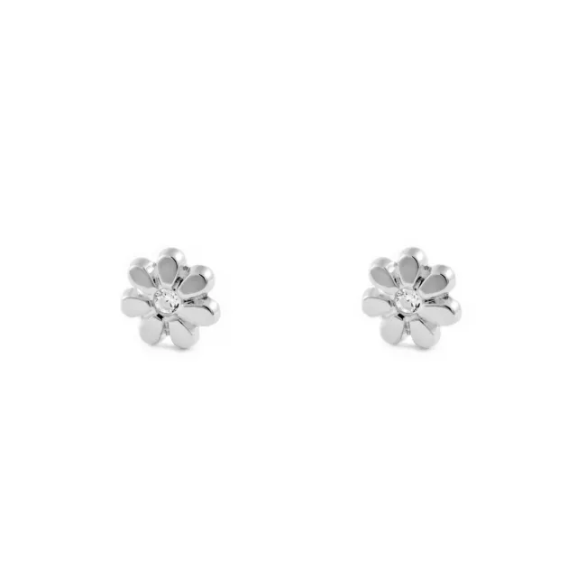 Pendientes Bebe o niña Oro Blanco Margarita petalos (T1730PC9K)