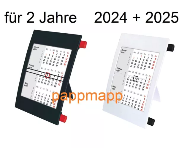 3-Monatskalender mit Drehknopf für 2024 + 2025  schwarz, weiß oder Ersatzeinlage