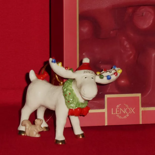 Lenox MARCEL THE MOOSE Ornament 2022 Annual Christmas Tree Wreath Figure NEW