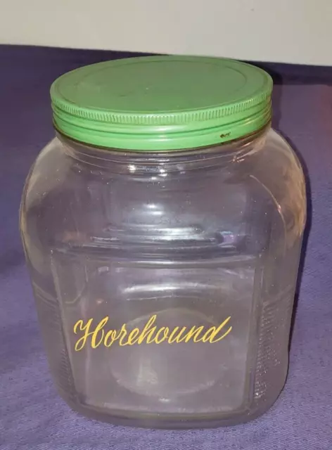 Vtg Country Store Hoosier Cabinet Glass Herb Spice Tea Storage Large Jar W/Lid 1