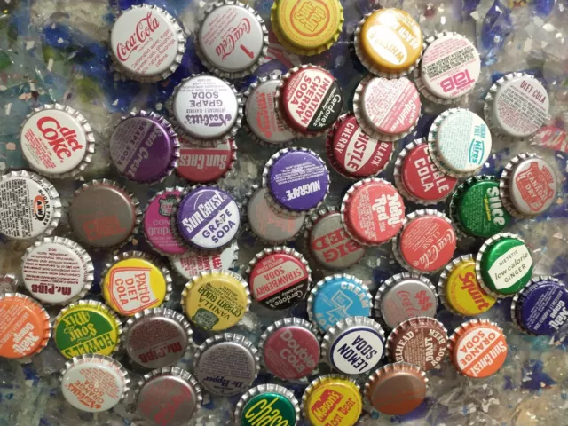 50 NOS Vintage Soda bottle cap Lot - Coke, Dr Pepper, Sun Crest, Nesbitt's