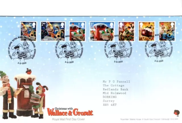 2010 Wallace & Gromit : Christmas - Tallents House H/S Fdc From Collection B40