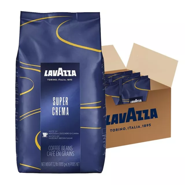 6 x Lavazza Super Crema 1Kg Coffee Beans