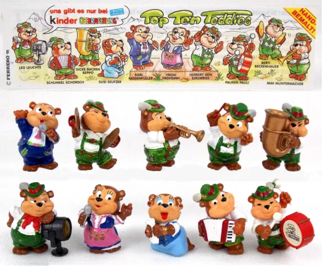 Kinder Ferrero Surprise Serie Completa Top Ten Teddies Music +1 Cartina (D) Rar