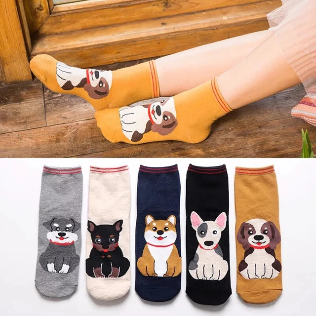 Women Sock Fashion Cartoon New Combed Cotton Socks Kitten Puppy Animal Pattern