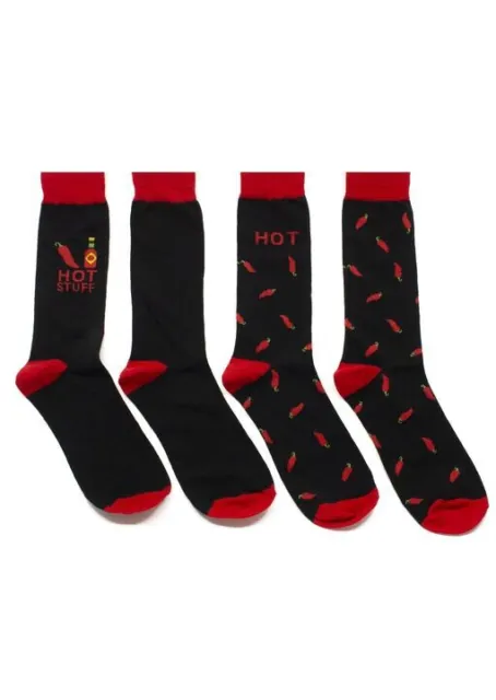 Hot Stuff Mens 2 Pack Novelty Slogan Socks - Great Gift - UK Size 6-11