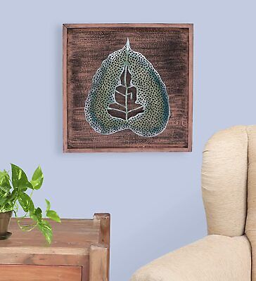Multicolor Iron & MDF Leaf Buddha Wall Decorative Hanging Mounted Art Sculpture