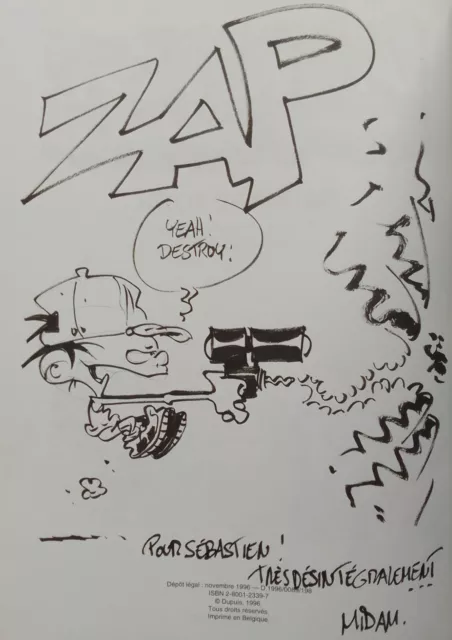 KID PADDLE T.2 dédicacé par MIDAM Carnage total EO 1996 album BD dessin Spirou