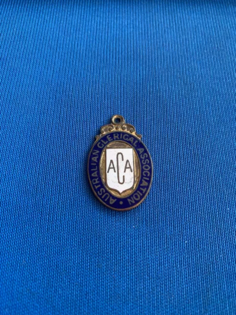 Australian Enamel Union Badge Australian Clerical Association Fob Badge F59