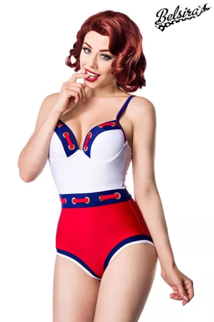 Marine Swimsuit Badeanzug im Marine-Look Retro Rockabilly 50er Jahre Stil Gr. M