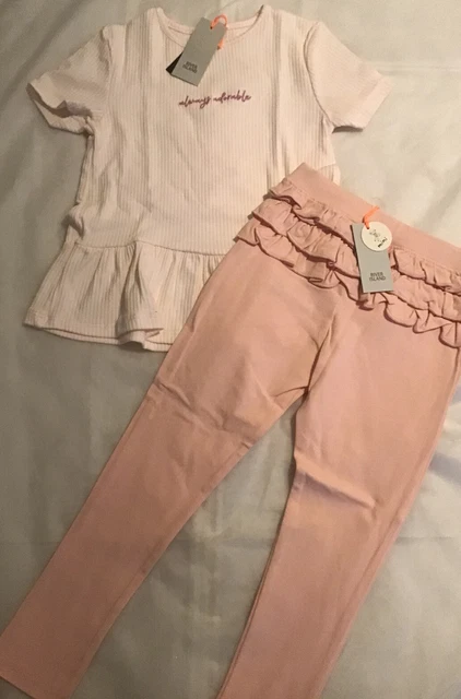 River Island Mini Girls Aged 4-5 Years Pink Frilly Bum Leggings Outfit BNWT