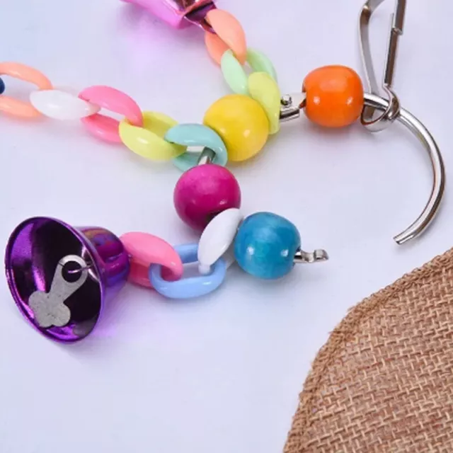 1PC Parrots Toys Bird Accessories Colorful Beads Bells Pet Toy Swing Stand BII