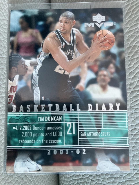 NBA Upper Deck 2001-02 MVP Basketball Diary Tim Duncan San Antonio Spurs