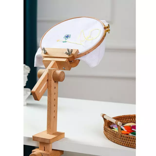 Tabletop Embroidery Hoop Holder Wooden Frame Cross Stitch Rack Stand