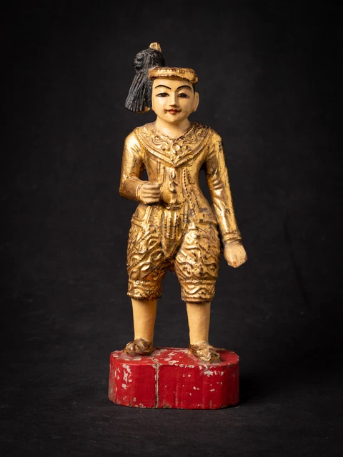 Antique wooden Burmese Nat statue from Burma, 19th century