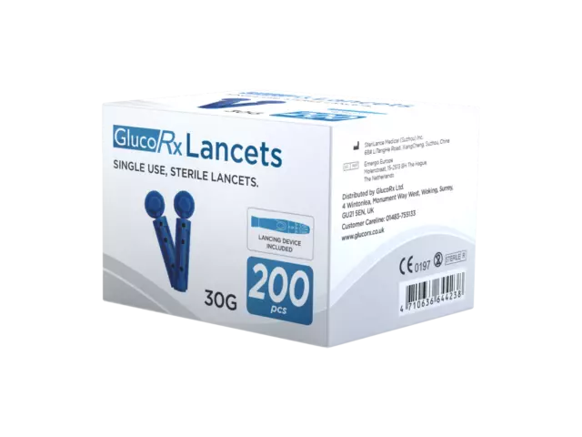 GlucoRx 30G Sterile Lancets - Pack of 200 (3491354)