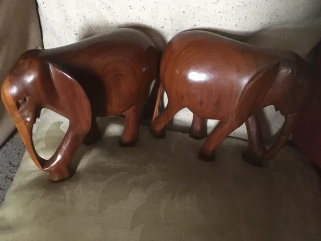 Beautiful Old or Antique Contrasting Pair of Elephants Lovely Rich Patinas