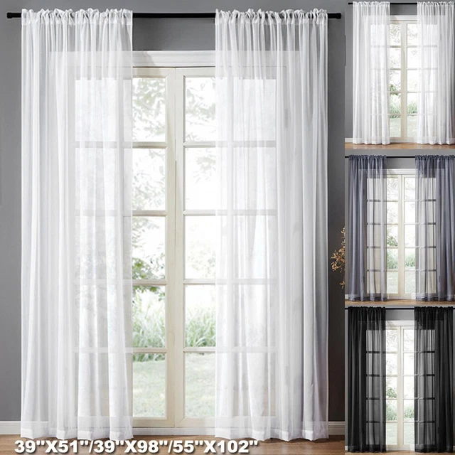 Window Screening Gauze Sheer Curtains Tulle Drap Voile Valance Bedroom Decor