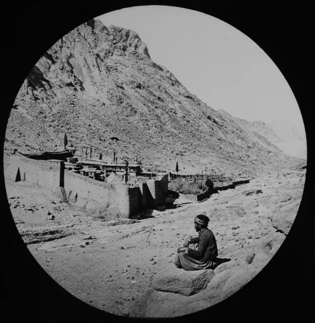 SINAI CONVENT OF ST CATHERINE EGYPT C1888 ANTIQUE PHOTOGRAPH Magic Lantern Slide