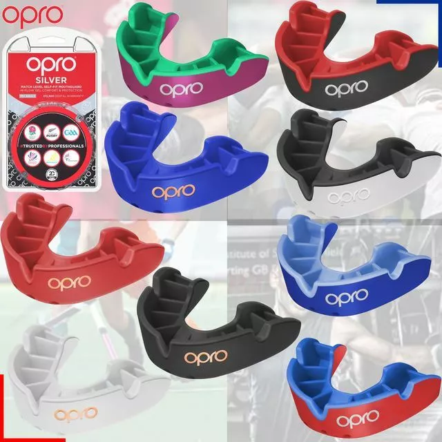 Opro Mouth Guard Silver Bronze Rugby Hockey MMA Boxing Gum Shield Adult Youth