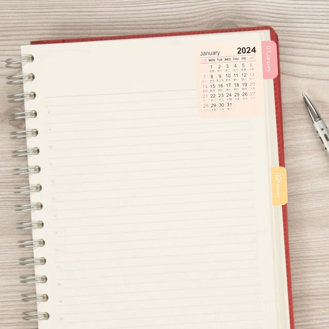 10-sets-2024-full-year-calendar-index-label-sticker-4pcs-set-monthly