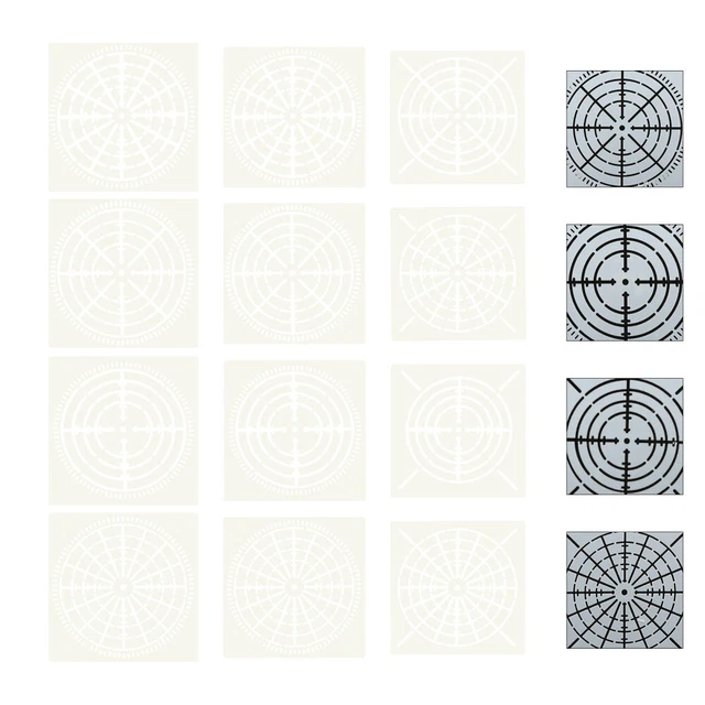 Lot De 12 Pochoirs Géométriques En Plastique Pour Enfants Et Artistes – 10x10 Cm, Formes Créatives Pour Dessin Et Peinture - 9