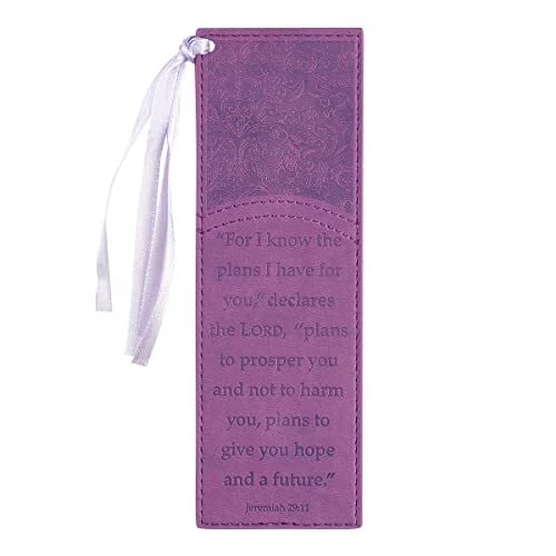 Faux Leather Bookmark for I Know The Plans Jeremiah 29:11 Purple - Plans #1