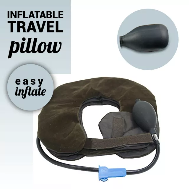Travel Head Rest Neck Pillow Support Airplane Cushion U Shaped Cervical Inflated 3