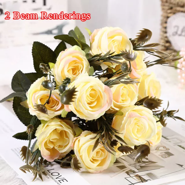 1Bundle Artificial Silk Fake Flower Pink Red Peony Rose Wedding Bouquet Home Dec