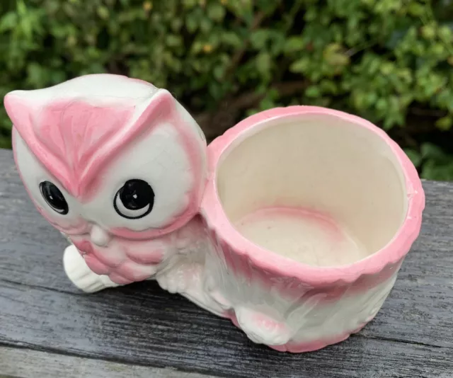 Super Cute Vintage Baby Room Ceramic Jar Box Dish Spill Vase Pink Owl Ornament 2