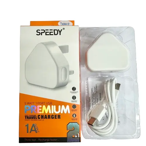 USB Charger UK Plug With Type C Cable for SAMSUNG XIAOMI OPPO VIVO NK