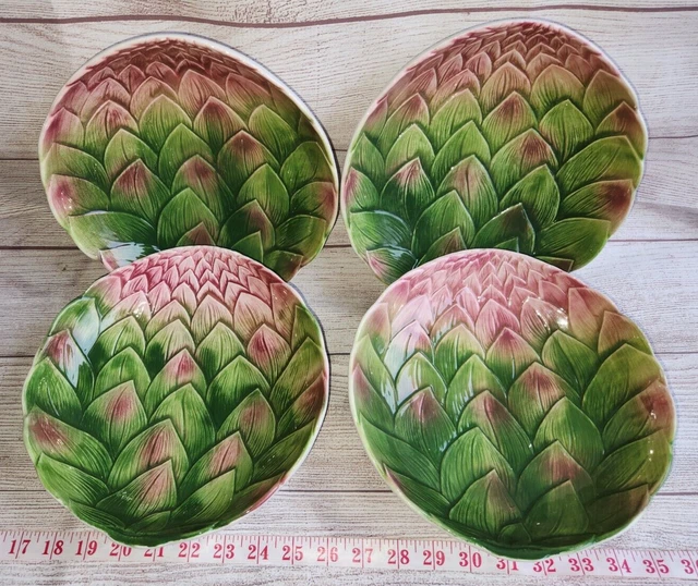 Hand Painted Vintage Artichoke Bowl 8189 Italy Majolica Pottery Porcelain 9”